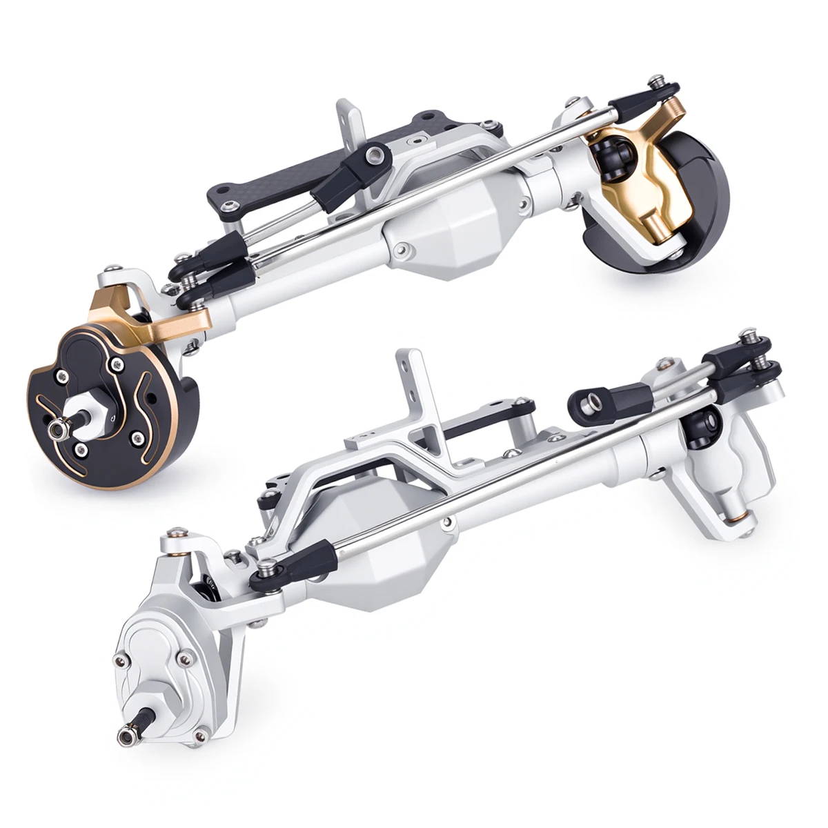 Aluminum Front Rear 4WS Portal Axle Assembled Set+Brass Knuckles for 1/10 RC Crawler Car Axial Capra 1.9 Chassis Upgrade