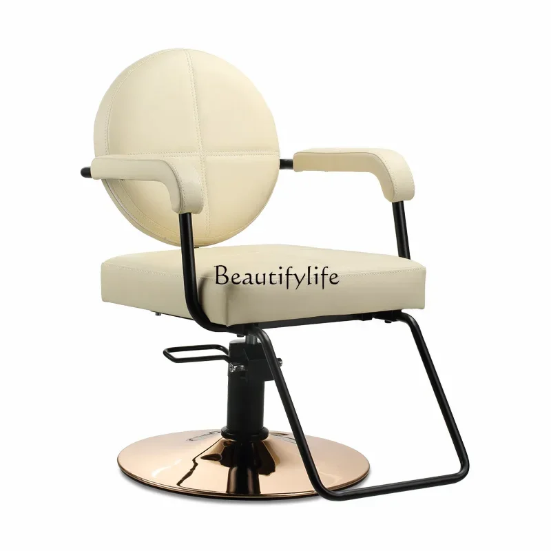 

Barber Shop round Backrest Square Backrest Salon Chair Golden Chassis