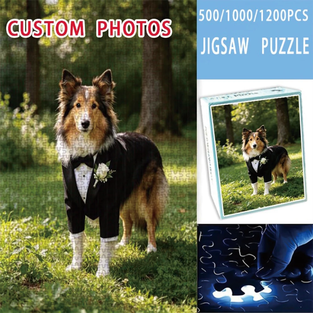 35/300/500/1000pcs Personalized Custom Photo Puzzle Selfie Photo Pet Day Pet Lovers' Birthday Gifts