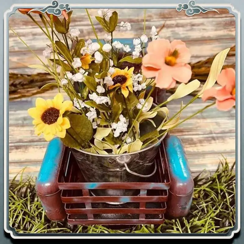 Macetas de camión desercidas Retro duraderas, flores y plantas, adornos artesanales de resina en maceta suculentas