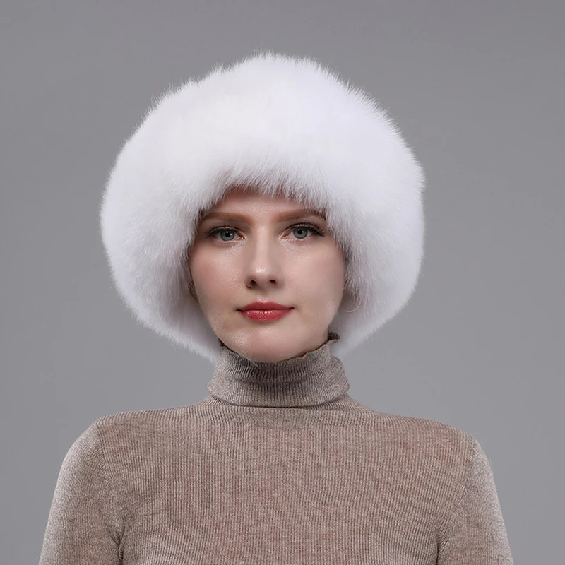 2024 New Girls Quality Soft Genuine Mink Fur Hats Women Winter Luxury Knitted Real Mink Fur Bomber Hat Natural Warm Fox Fur Cap