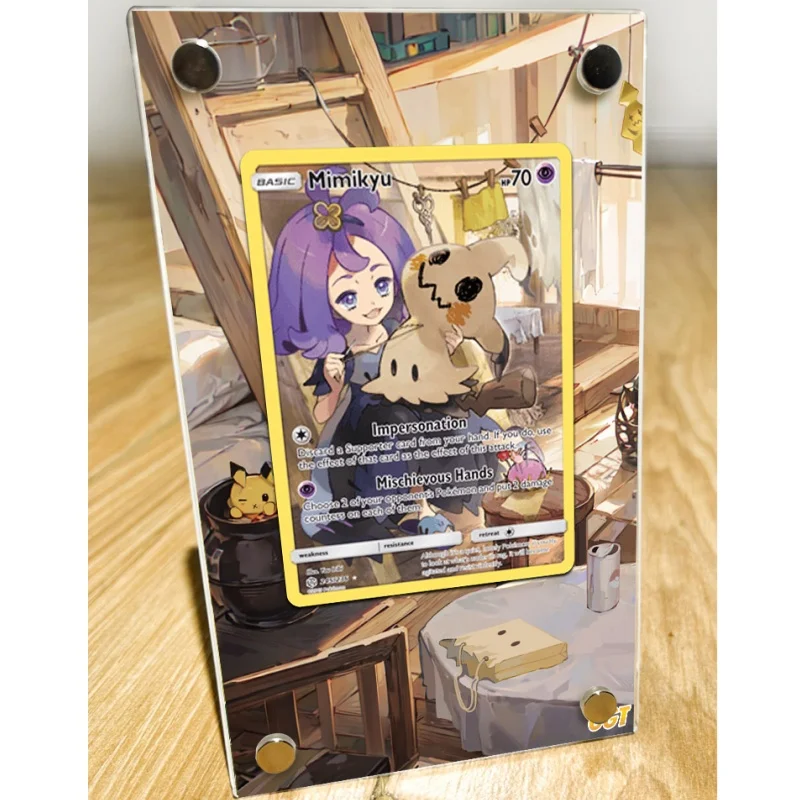 Pokemon PTCG Cards Brick Mimikyu Anime Game Characters, funda protectora, imagen extendida hecha a mano, acrílico, No incluye tarjetas