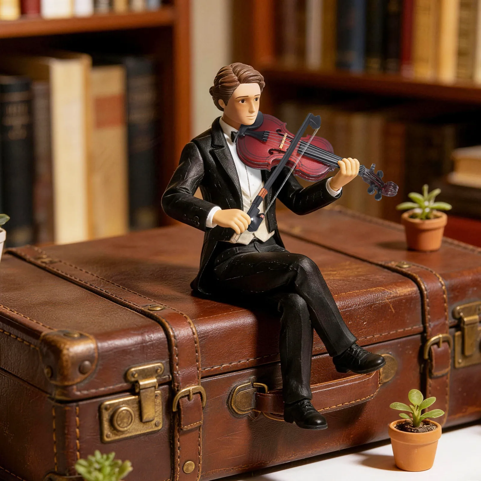 

1Set Wooden Mini Violin Decor Realistic Crafted Desktop Accessory for Music Lovers Studio Photo Prop Detailed Violin Adornment