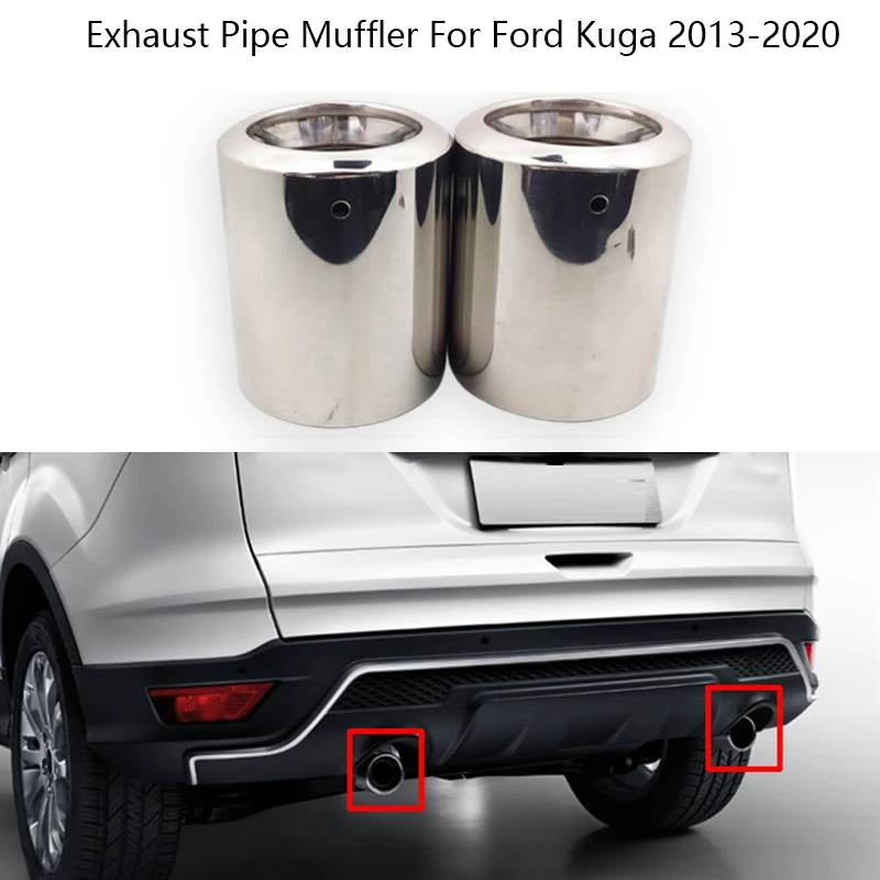 

1 пара, глушители выхлопной трубы из нержавеющей стали для Ford Kuga 2013-2020, глушитель выхлопной трубы, наконечник, автостайлинг, автомобильные аксессуары