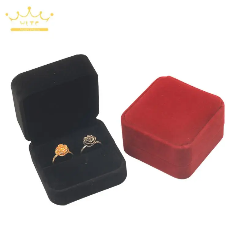 Wedding Jewelry Box Valentine's Day Velvet Double Rings Packaging Box Storage Organizer Jewelry Gift Box 7*7Cm Earring Holder