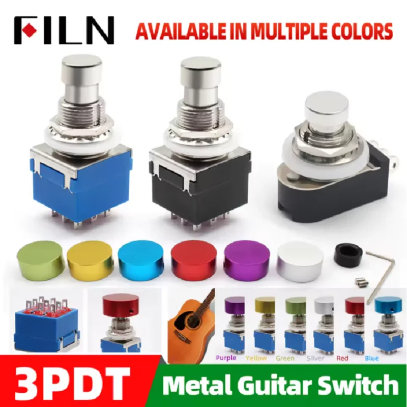 FILN 3PDT 9Pin Stompbox with cover Electric Guitar Effects Pedal Foot Switches True Bypass Favorable Price