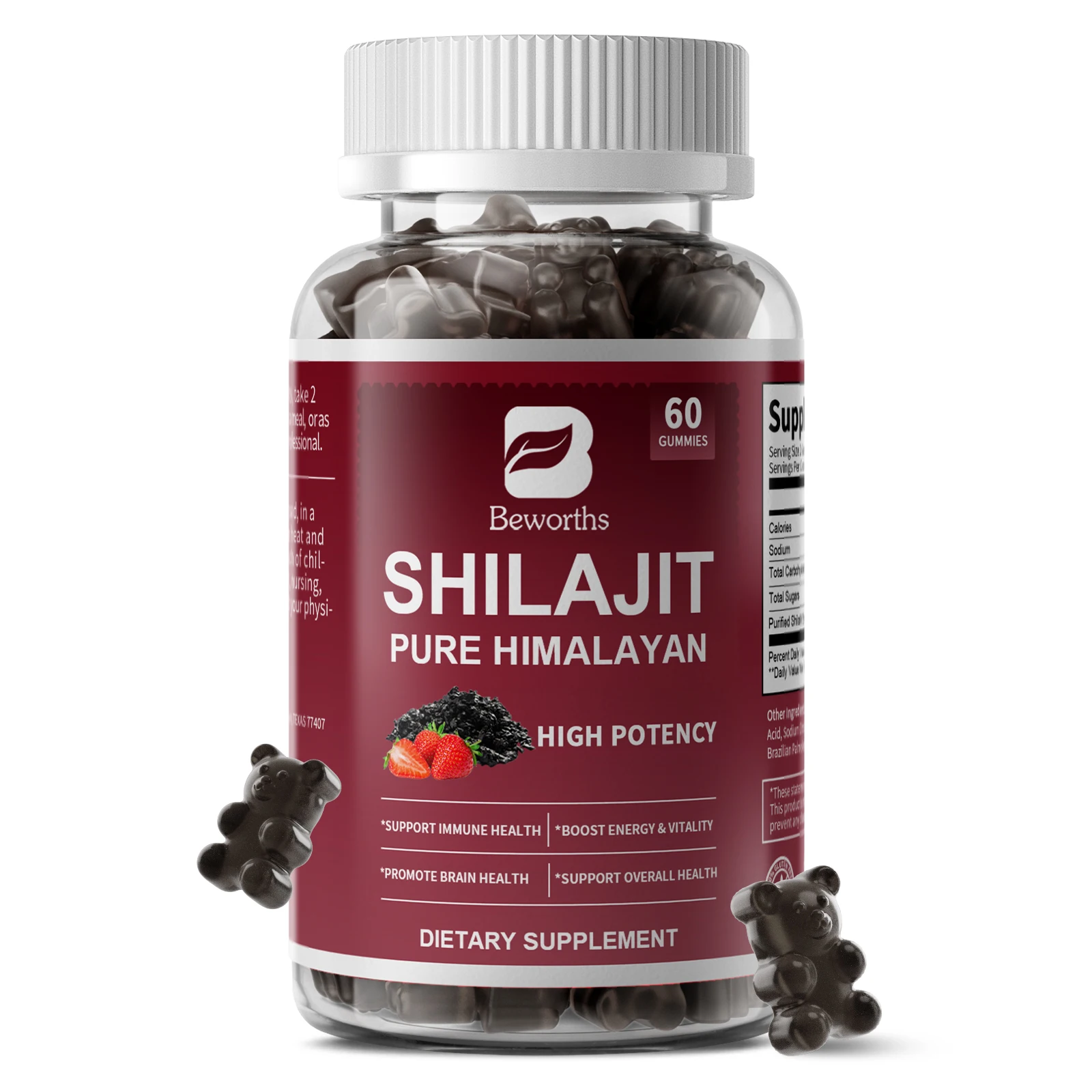 

BEWORTHS Pure Himalayan Shilajit Gummies for Men & Women 100% Natural & Organic 85+ Trace Minerals & Fulvic Acid Immunity System