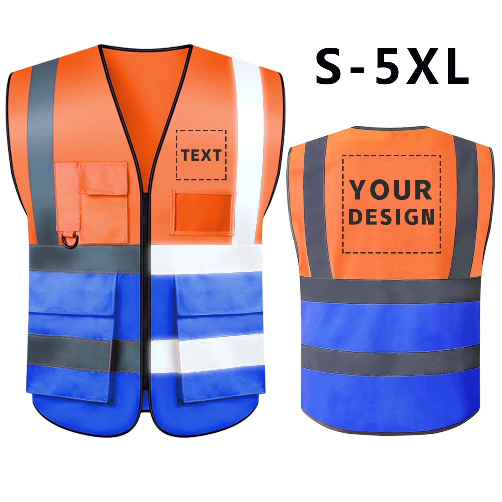 High Visibility Reflective Safety Vest Fabric Large Pocket Construction Worker Work Clothes Night Riding Reflective Vest