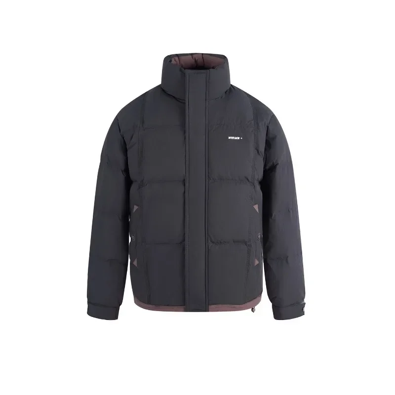 

New Men's Casual Trendy Warm Jacket Unisex Versatile Jackets American Style Contrasting Color Stand-up Collar Down Jacket