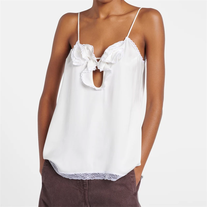 New summer women's lace-trimmed floral camisole top, high quality, fashionable, sexy, comfortable, and suitable as an inner bra.