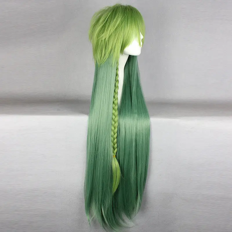 المرأة الجديدة شعر مستعار شعر مستعار أخضر طويل السيدات شعر مستعار مستقيم + غطاء شعر مستعار #2