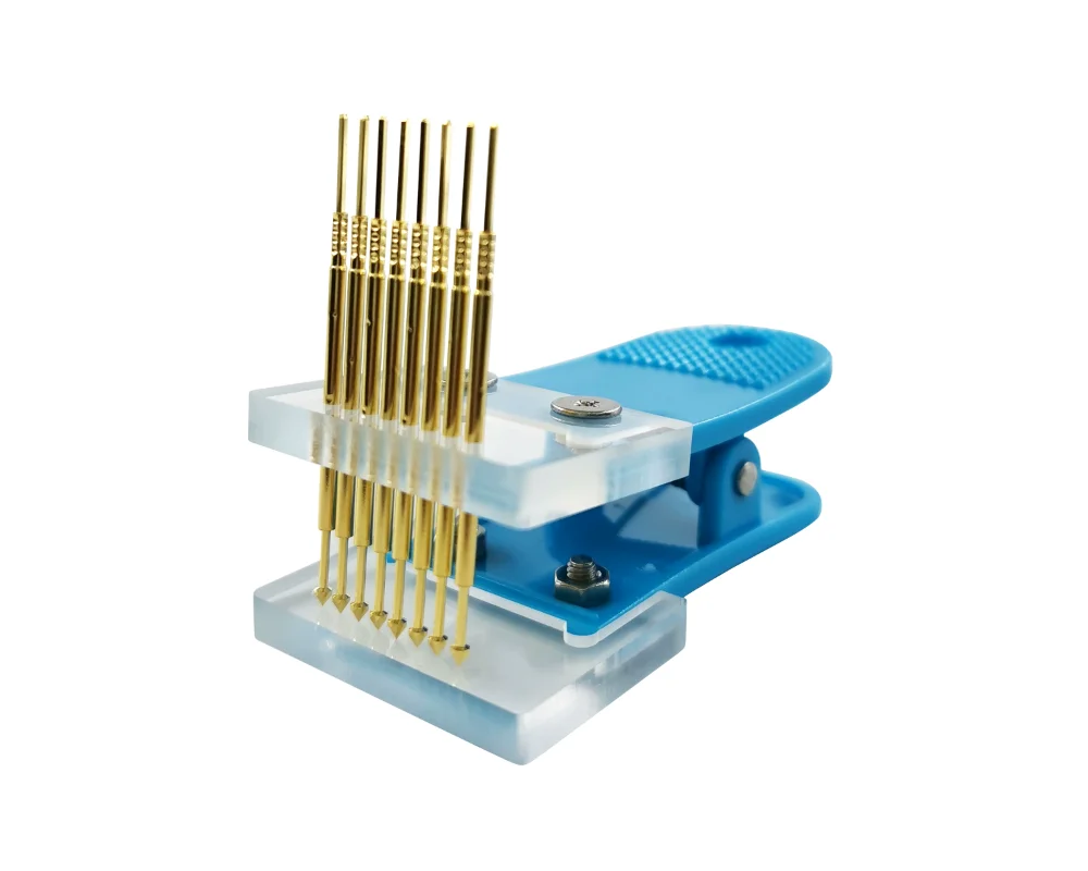 Gold-plated Pogo Pins 3P 4P 5P 6P 7P 8P 9P 10P Probe Clip Tool PCB Program Download Burn 2.54mm Pin Pitch   Clamp Fixture