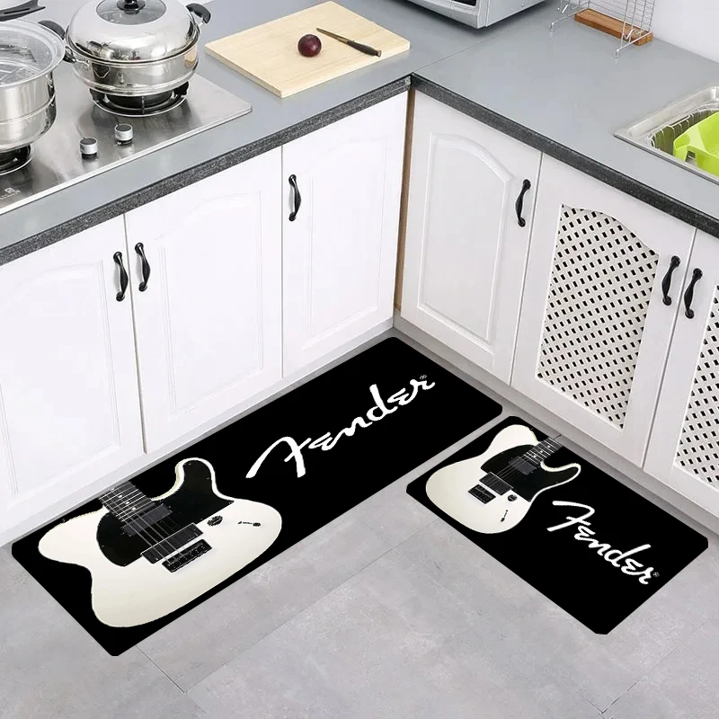 F-Fender Guita Kitchen Carpet Living Room Balcony Floor Mat Rugs Doormat Entrance Door Home Carpets Foot Rug Mats Bathroom Bath