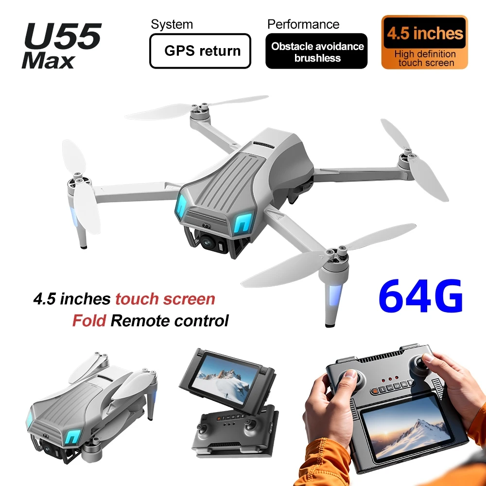NCZOBOE U55 GPS Professional Drone 360° Dual Cameras  WIFI Brushless Motor Quadcopter One Key Return