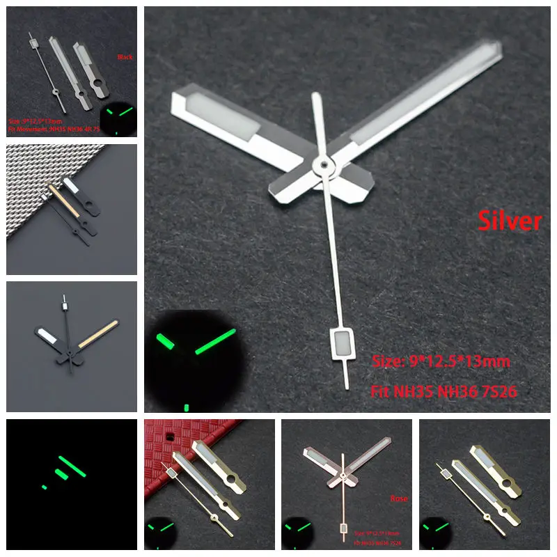 Relógio mãos com super c3 luminoso para skx007 nh35/nh36 4r36 7s26 movimento atum enlatado relógio acessórios de reparo modificado adaptar