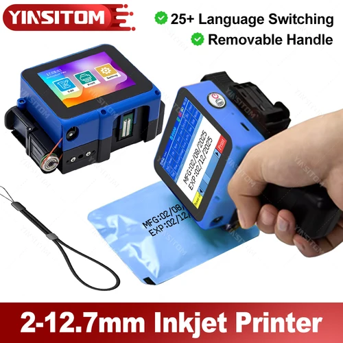 Impresora de inyección de tinta portátil de 12,7mm, Mini impresora portátil de etiquetas con fecha, número, logotipo, fecha de caducidad, cinta de tinta de 25 idiomas