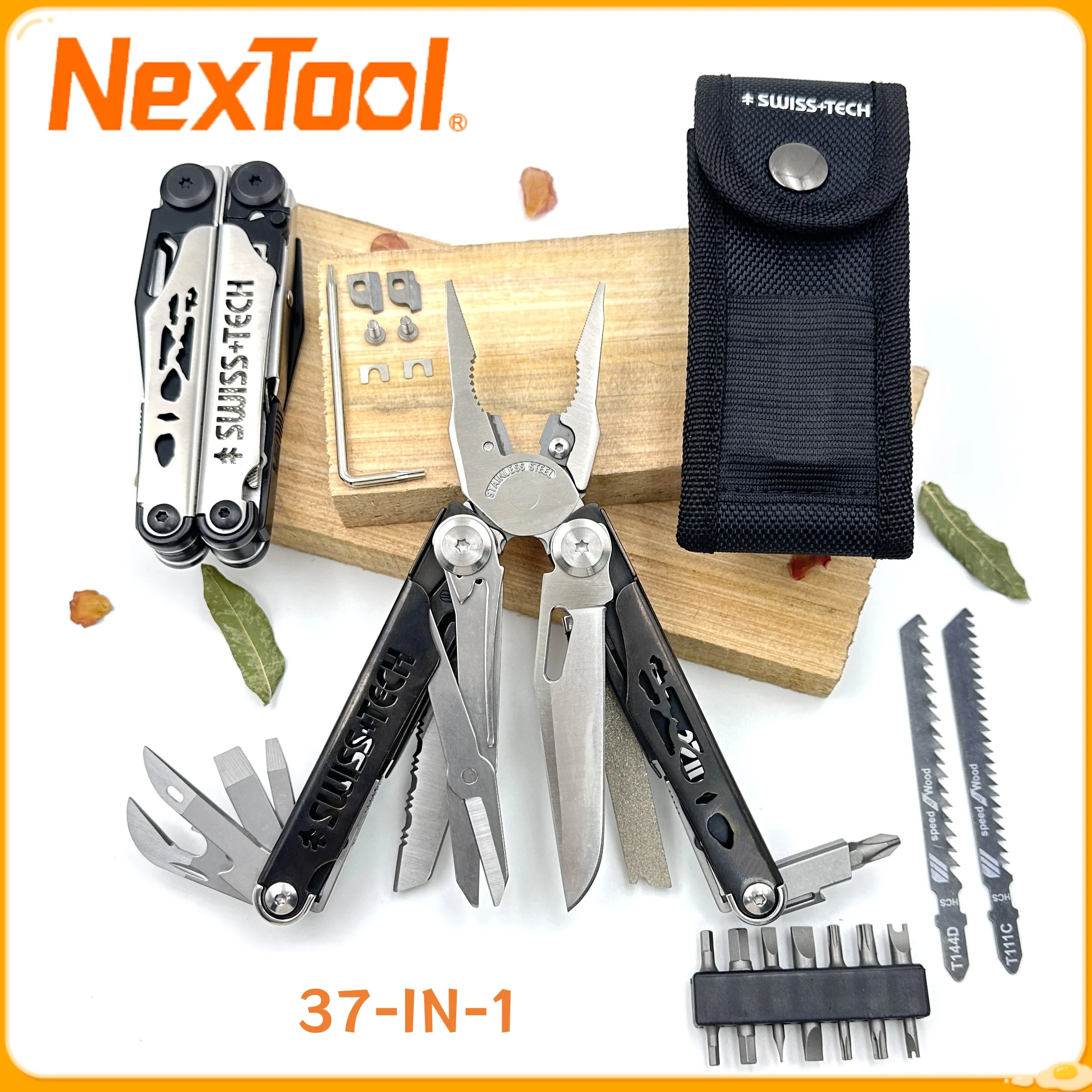 

SWISS TECH 37-IN-1 MultiTool Clamp Folding Pliers Replaceable Saw Blade Tent Camping Outdoor Portable Emergency Tool
