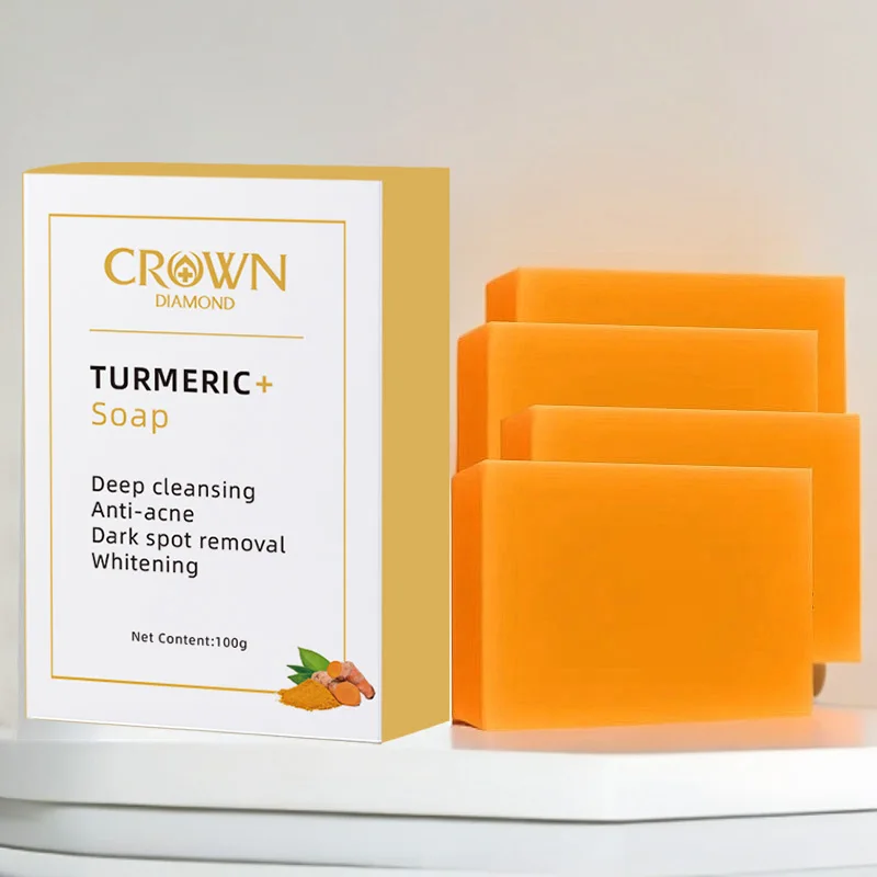 1/2/4pcs Turmeric Handmade Soap for Deep Cleansing and Moisturizing and Delicate Skin Suitable for All Skin Types Koji Acid Soap