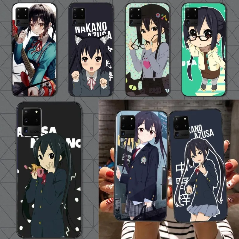 K-ON Nakano Azusa Phone Case for Samsung A91 A81 A73 A72 A71 A30S A20 A12 A13 A52 A53 4G 5G Black Soft Phone Cover Funda