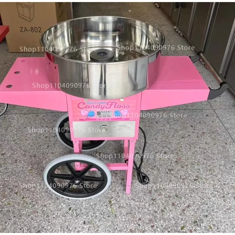 220V New Commercial Electric Cotton Candy Machine with Auto Spinning  Heating, Cart Style for Fluffy Treats