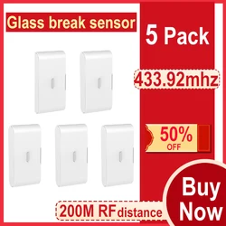 5 stücke Pack Vibration Empfindliche Einstellung 433 MHz Drahtlose Schock Vibration Detektor Glas Brechen Sensor Für Home Alarm System