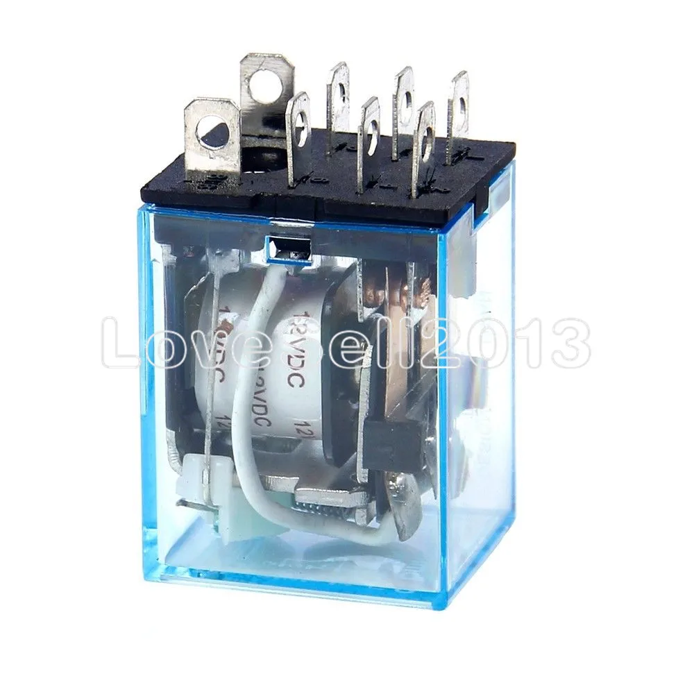 รีเลย์ขดลวด10A ไฟฟ้ากระแสตรง12โวลต์ LY2NJ โมดูลรีเลย์ขนาดเล็ก DPDT สัญญาณไฟ LED 8ขา