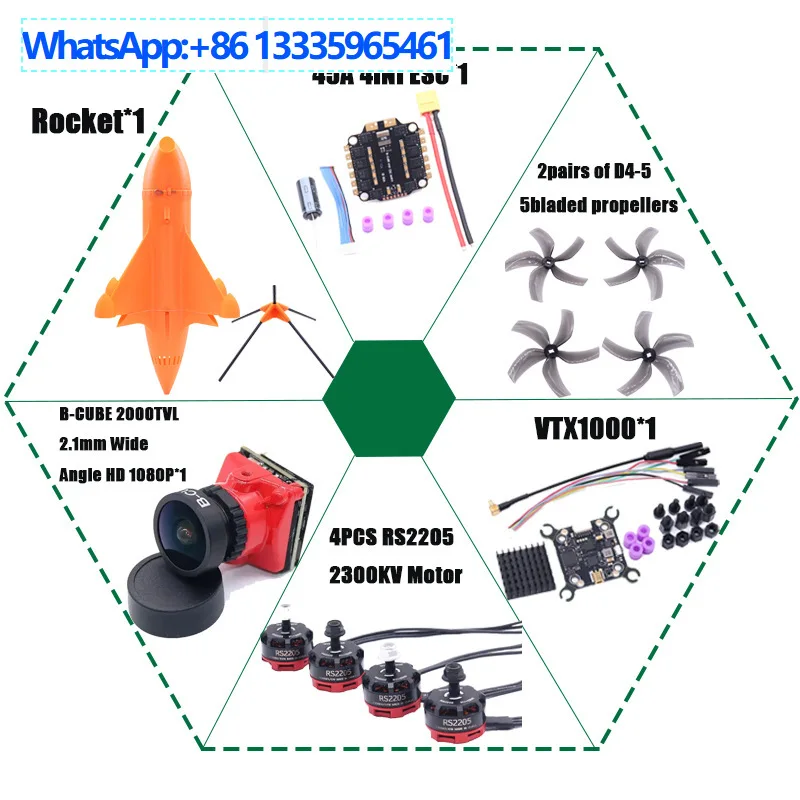Bo Cube Power Package Orange/Green/Black Rocket 5 inch drone kit Carbon Fiber Quad
