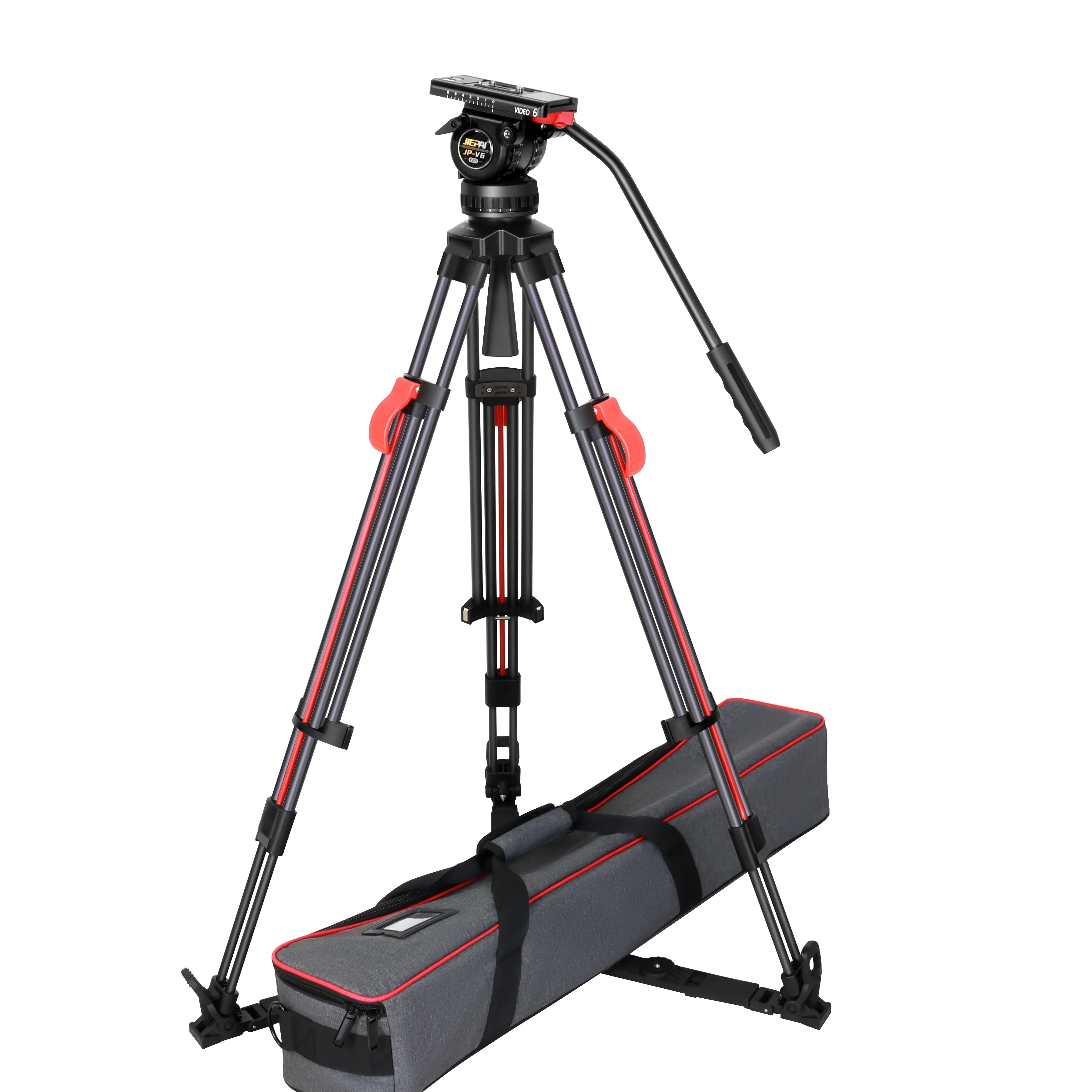 JIEPAI 6KG Professional Carbon Fiber Video Camera Tripod Kit One Touch Tripod Leg 75mm Fluid Head V6 CF-S Broadcast tripod