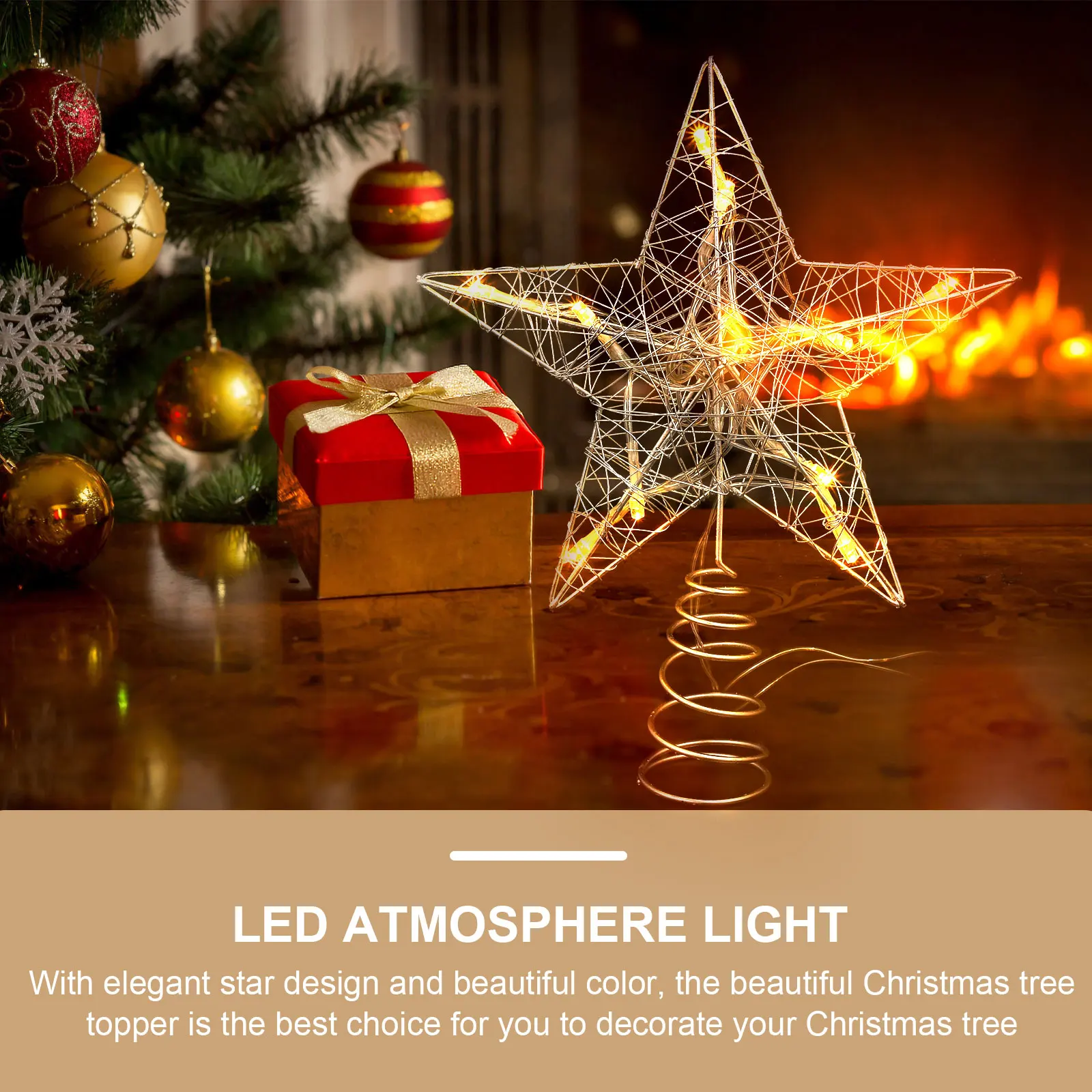 

Glowing Five-pointed Star LED Light Holiday Tree Topper Number Christmas Small Iron Mini Decoration Mother