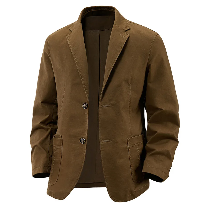 

Cotton Men's Casual Suit Blazer Solid Color Men's Classic Fashion Jacket Top Army Green Black Brown Khaki