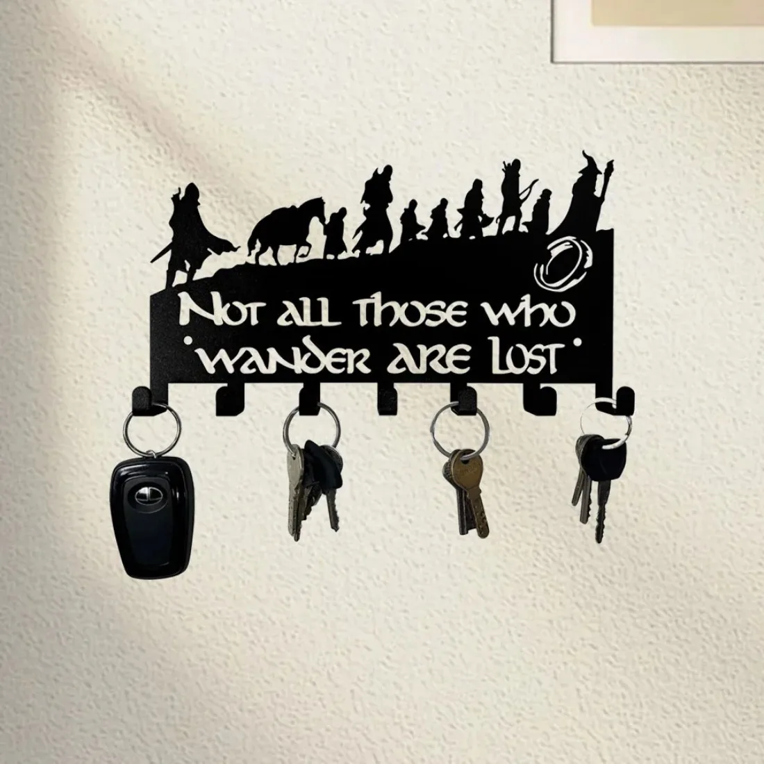 Wall Mount Key Holder Metal, Decorative Key Organizer with Hooks for Home Storage