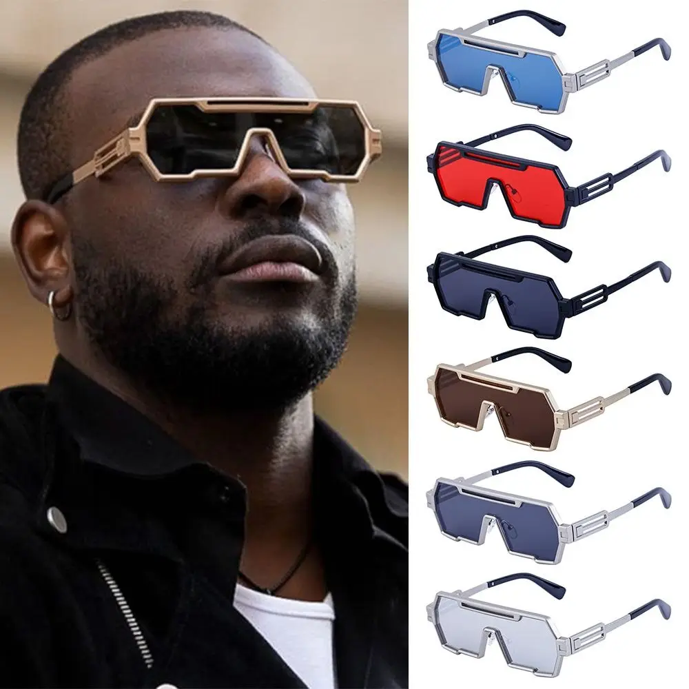 

Солнцезащитные очки в стиле панк, ретро-стимпанк, металлическая защита UV400, оттенки, большая оправа, цельные солнцезащитные очки для мужчин