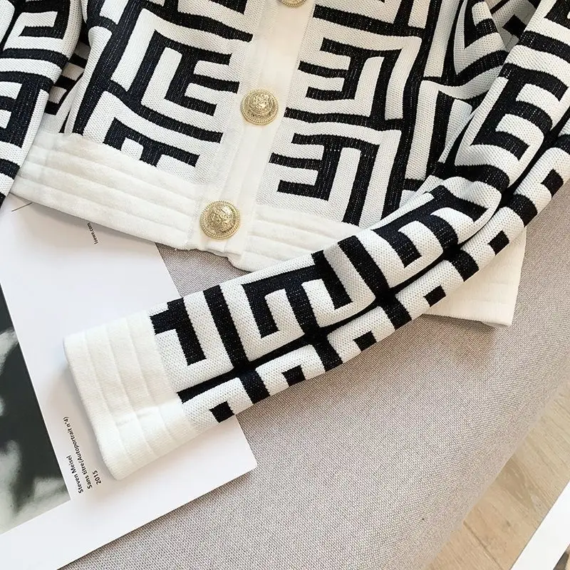 Cardigã de malha curta feminina, suéter estilo retrô francês, roupa vintage, blusa de manga comprida, casaco Y2K, novo, 2023