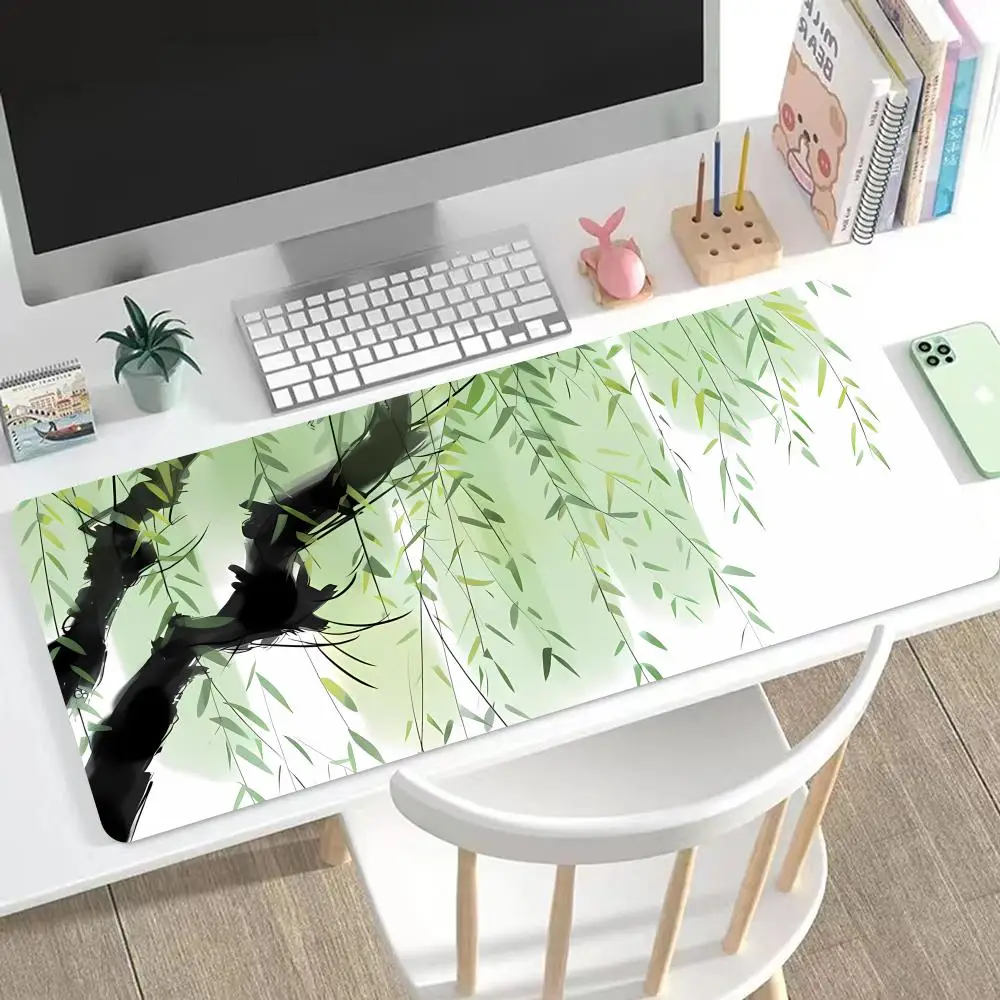 

Willow Leaves Mouse Pad Large Mouse Pad & Computer Game Mouse Mat (35.4x15.7IN/31.5X15.7IN Map) (90 x40/80x40cm Map)