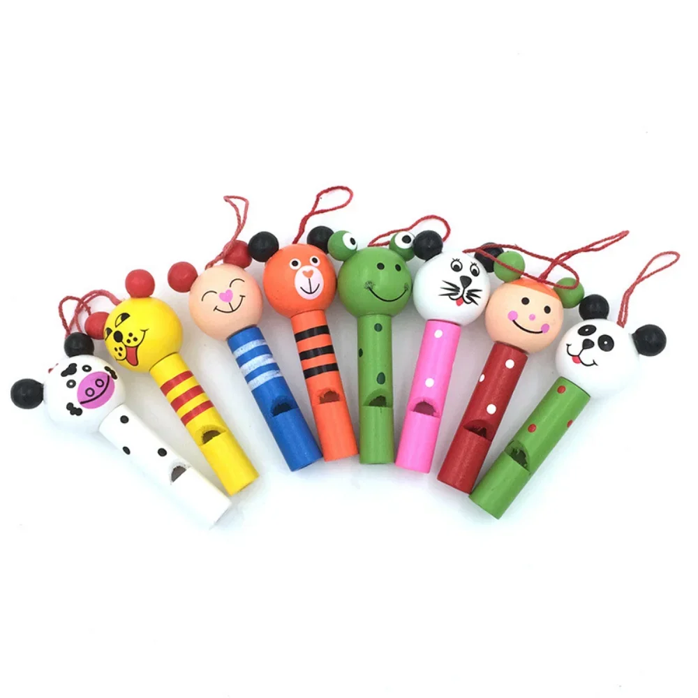 1Pcs Cute Multicolor Wooden Animal Whistles Kids Birthday Party Favors Decoration Baby Shower Creative Cartoon Noice Maker Toys