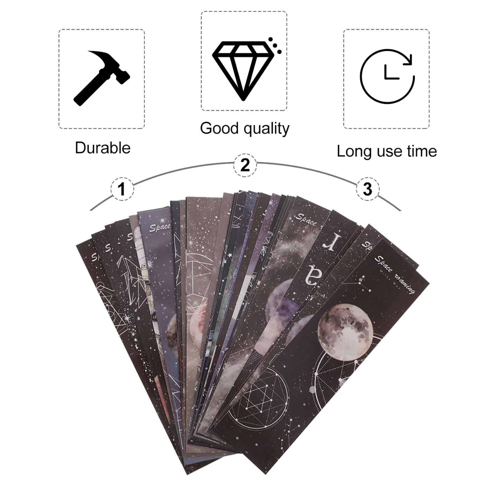 

60pcs Bookmarks Cards Space Theme High-Quality Paper Bright Color Clear Print Planet For Students Office Supply Diy