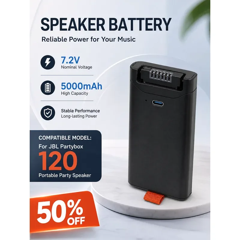 7.2V 5000mAh Li‑ion Replacement Battery For JBL Partybox 120 Portable Party Speaker Spare Rechargeable Battery Pack