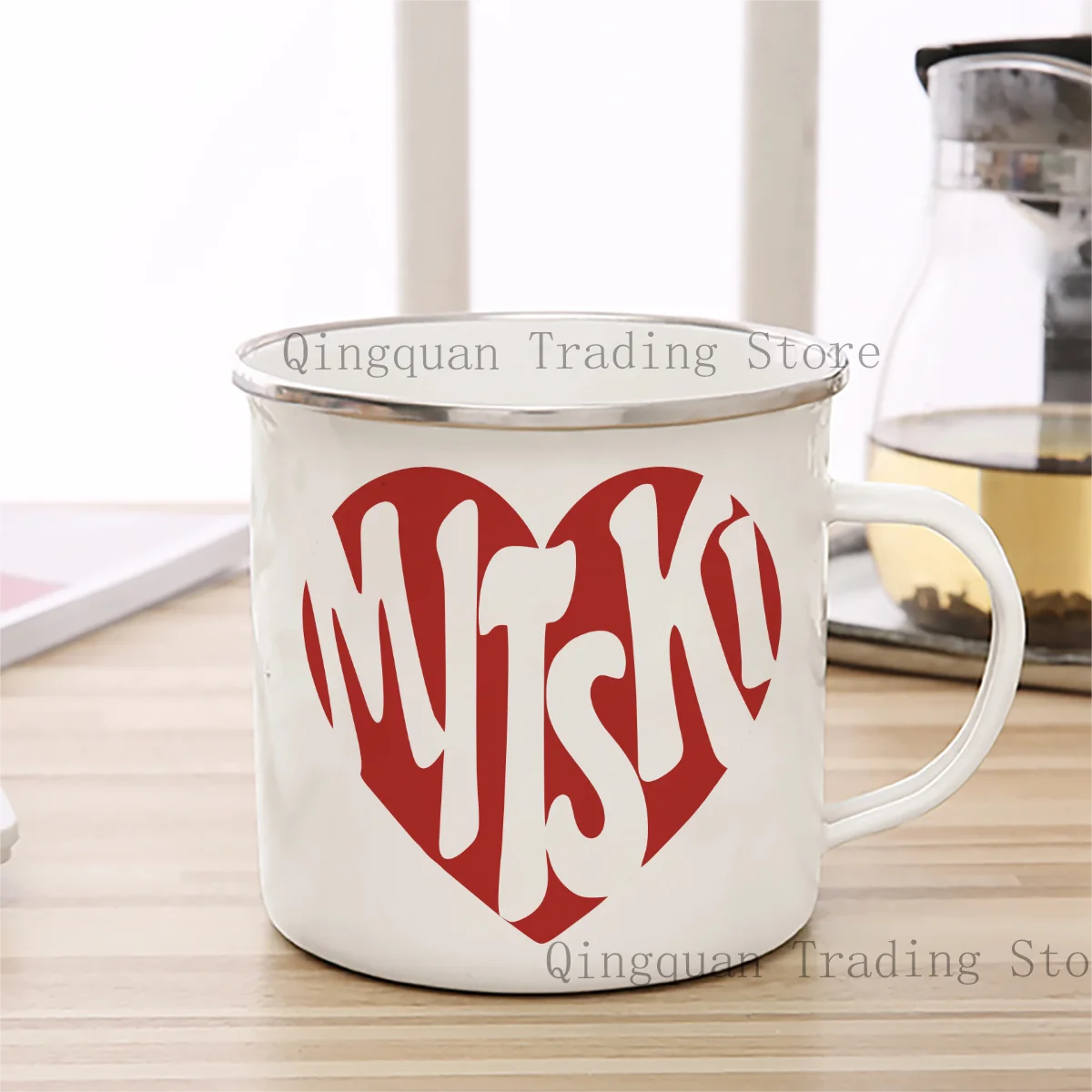 Mitski Enamelled cup Coffee Mug 11oz Ceramic Coffee Tea Cocoa Cup Handle Tea Drink Cup