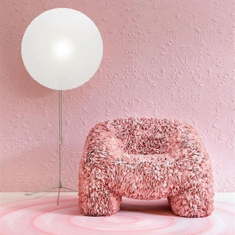 Leisure pink petal fabric sofa guest