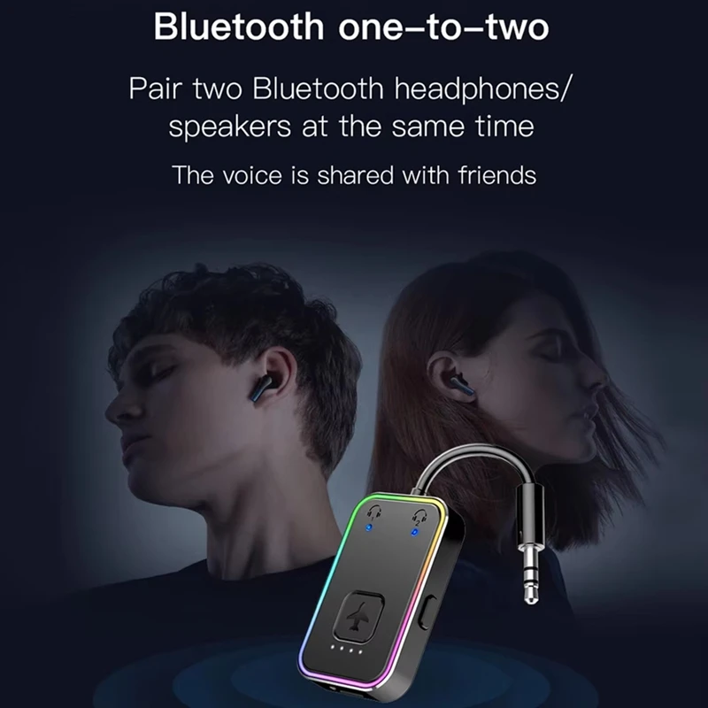 Metal Wireless 5.3 Bluetooth Transmitter Supports Dual Pairs 2 Headphones for Airplane Travel for Flight TV Tablets Gym-A57M view 3