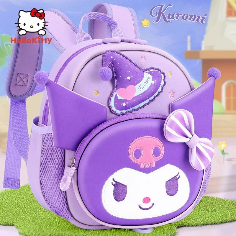 Kuromi Kindergarten School Bag Cute Cartoon Backpack with Anti-Lost for Girl 2-4 Baby Gift Children Gift Learning Supplie