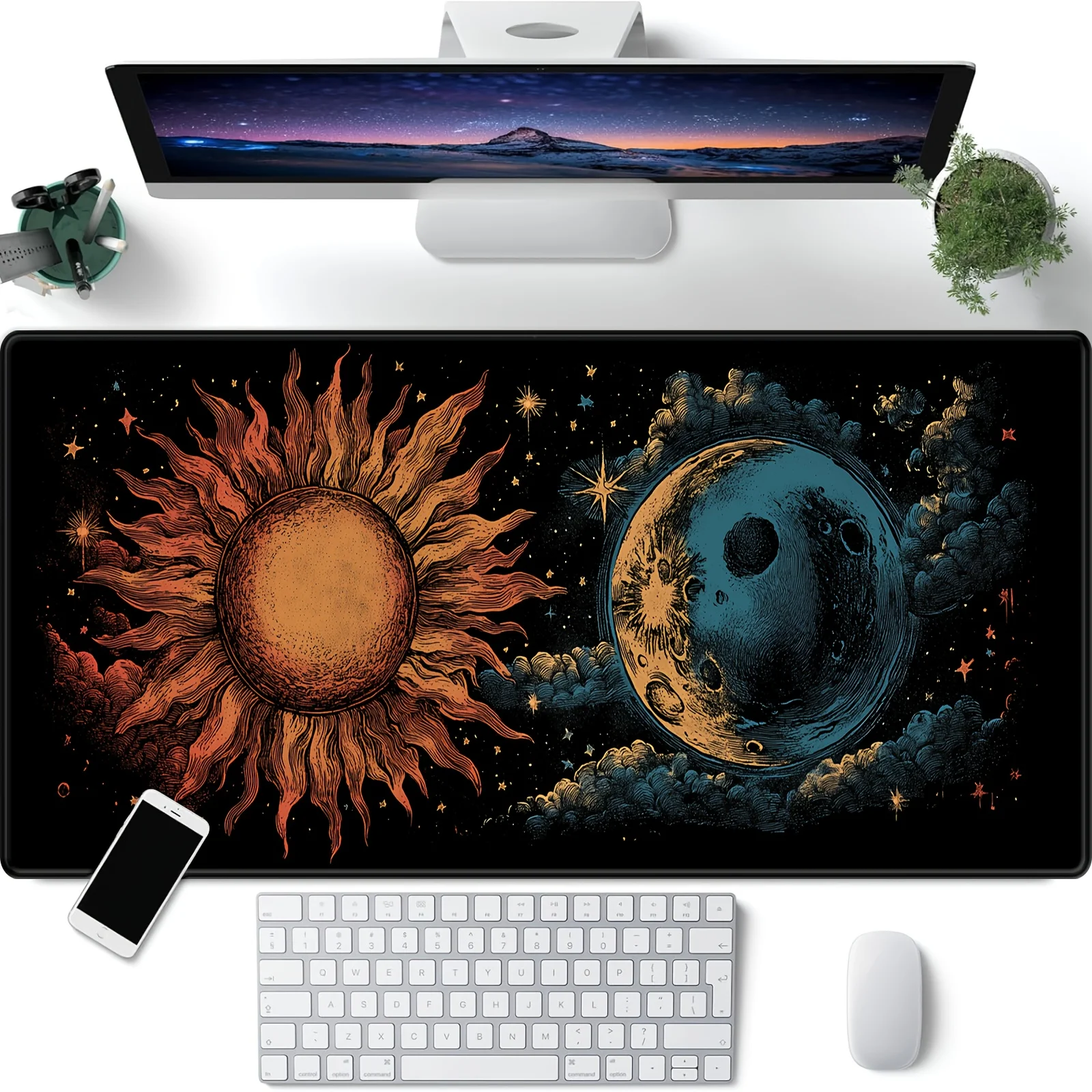 Unique sun and moon pattern Mouse Pad Desk Mat Gaming pad pc accessories keyboard mouse pads Office carpet alfombrilla ratón rug