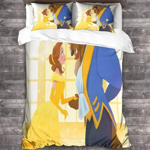 Anime Beauty And The Beast Duvet Cover Bedding Bed Sets Soft Microfiber Quilt Cover, Comforter Cover with Zipper For Kids Boys