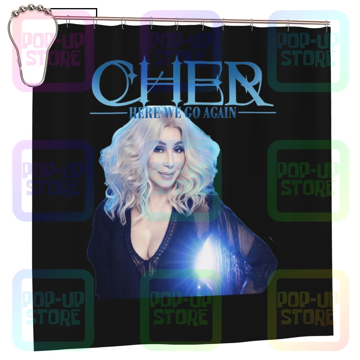 66149-Cher Here We Go Again Tour 2019 Shower Curtain Bathroom Curtain Nordic With Hook Waterproof Fabric