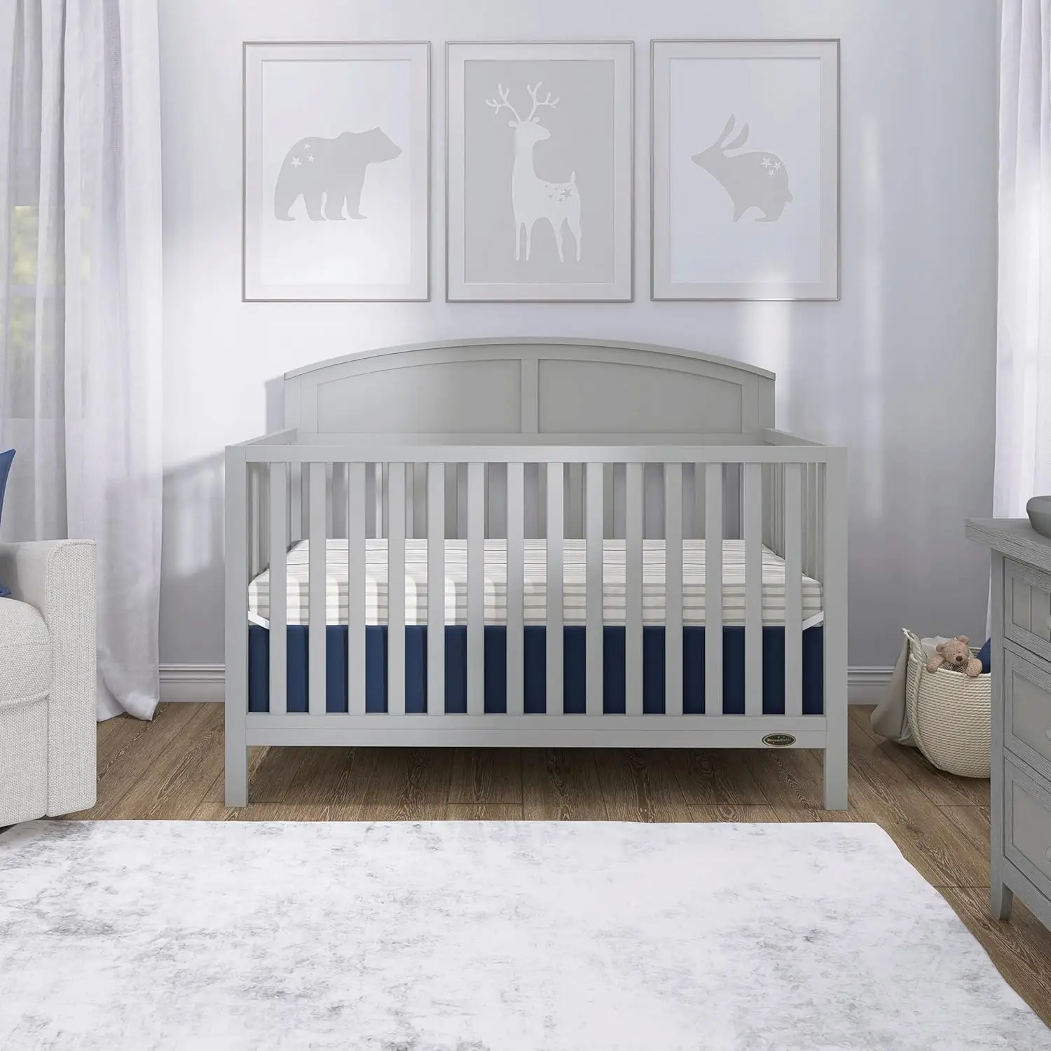 سرير أطفال Storybrooke 5 في 1 قابل للتحويل بالحجم الكامل باللون الرمادي البيبل، GreenGuard Gold & JPMA، تحويل إلى الأطفال الصغار، اليوم #2