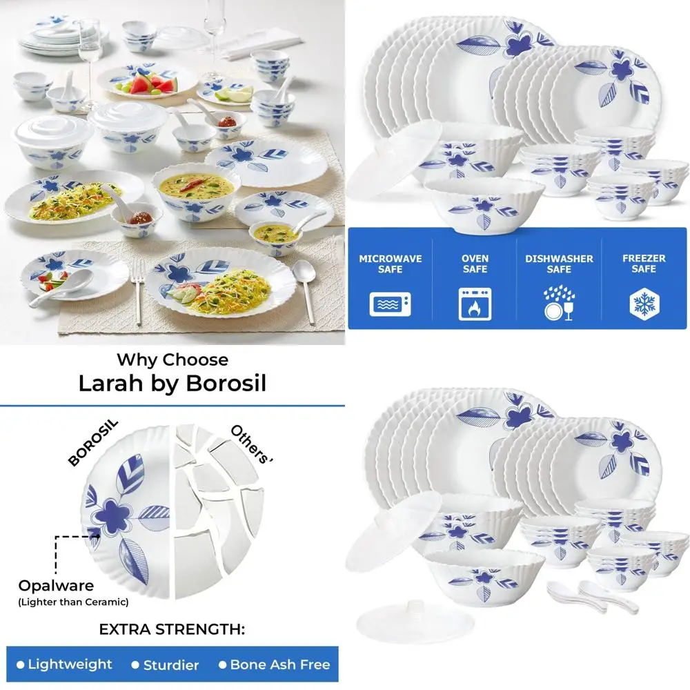 

Набор посуды Gourmet из 35 предметов, белый, из закаленного опалового стекла, устойчивый к пятнам и сколам, подходит для мытья в посудомоечной машине и использования в микроволновой печи, на 6 персон.