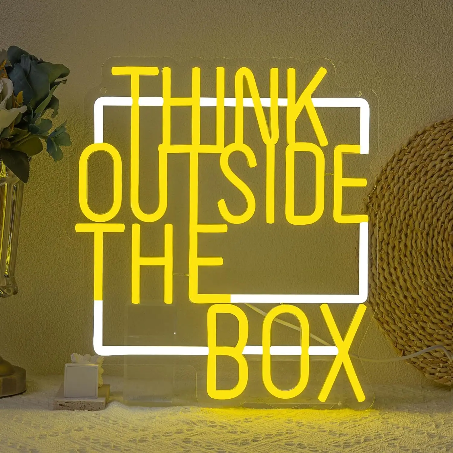 Think Outside the Box LED Neon Light - USB Powered, With Dimmer, Adjustable Brightness, Perfect for Offices, Creative Spaces