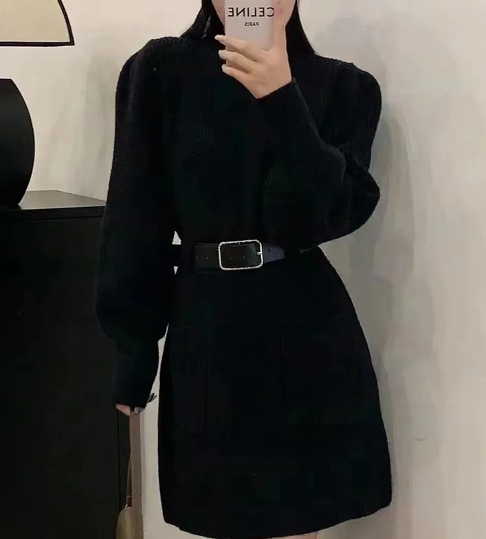 Vestidos femininos vestido elegante mulher 2025 outono lã pérola em camadas com nervuras cordão bolha homewear conforto aconchegante lazer fim de semana