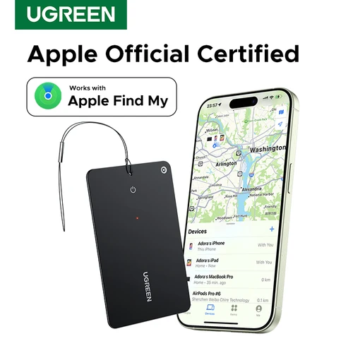 UGREEN Buscador de billetera, tarjeta de seguimiento Bluetooth inteligente y localizador de artículos para etiquetas de equipaje Pasaportes con Apple Find My App (solo iOS)