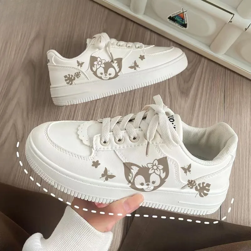 Kawaii LinaBell printed white shoes cartoon animation Disney autumn and winter new casual versatile sports sneakers wholesale